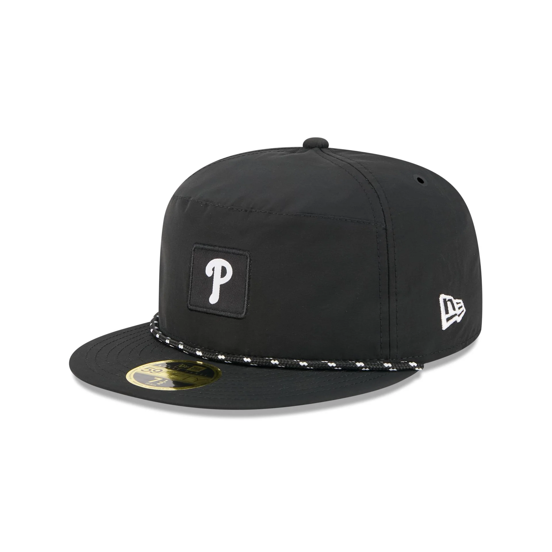 Philadelphia Phillies Black Poly Rope Split Panel 59FIFTY Fitted Hat