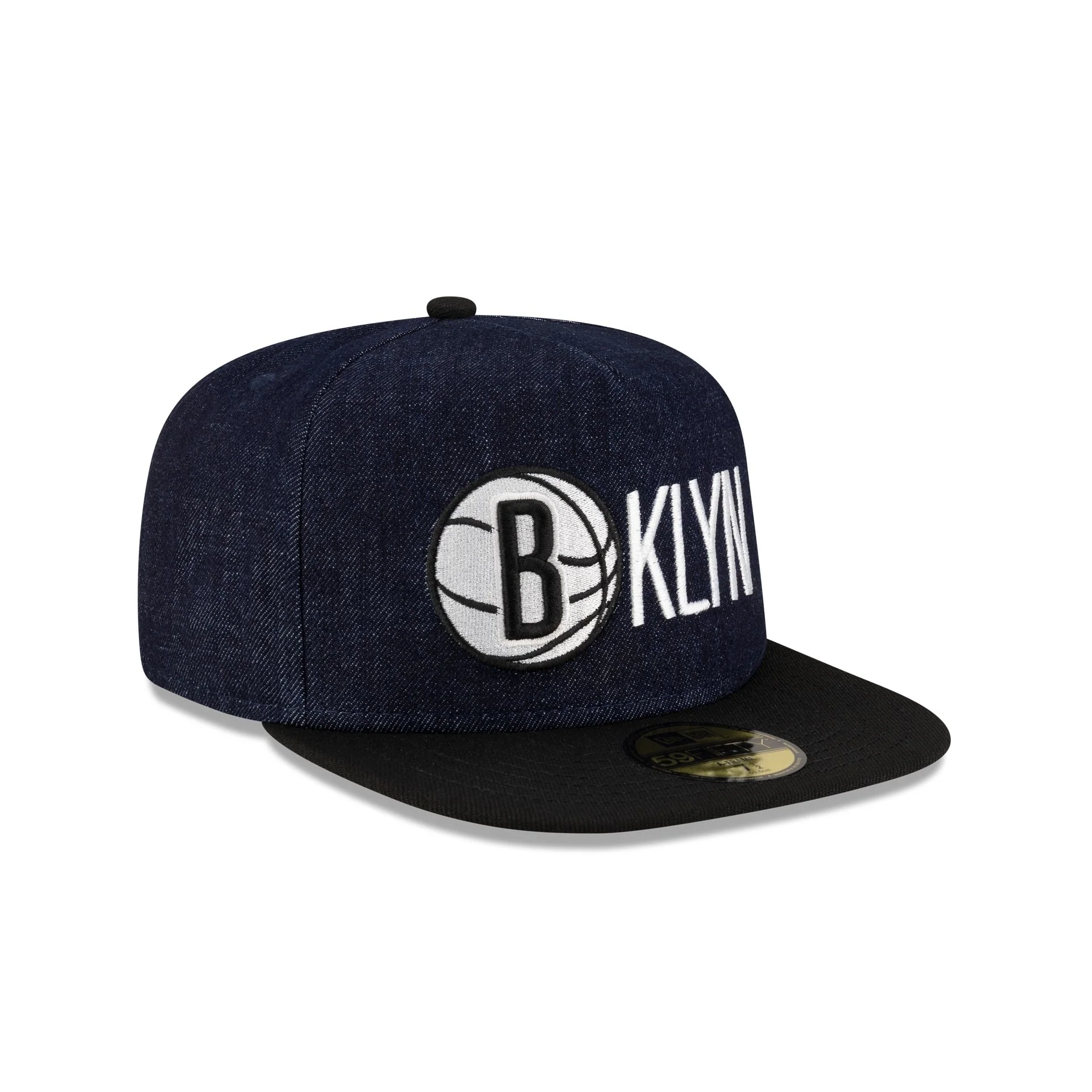 Brooklyn Nets Navy Denim 59FIFTY A-Frame Fitted Hat