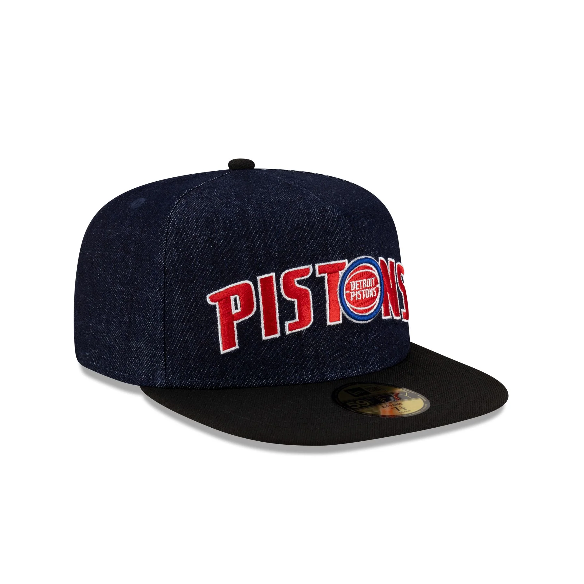 Detroit Pistons Navy Denim 59FIFTY A-Frame Fitted Hat