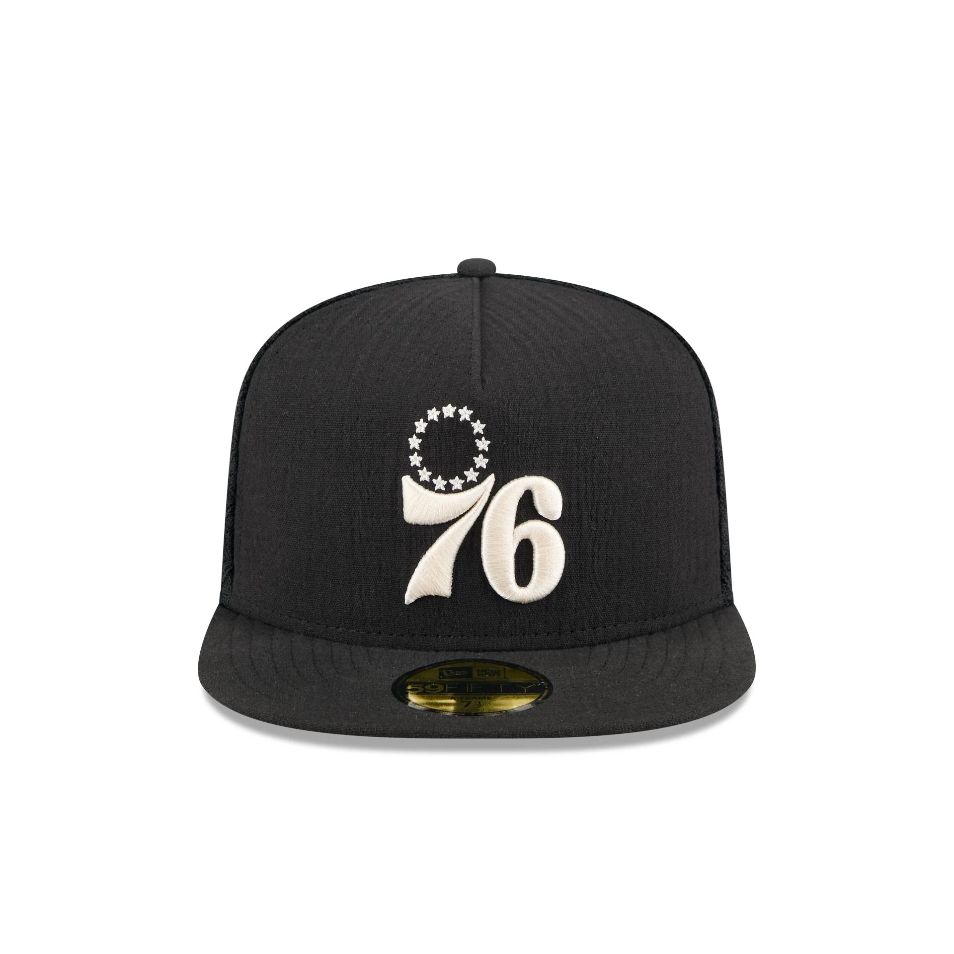 Philadelphia 76ers Black Mesh 59FIFTY A-Frame Fitted Hat