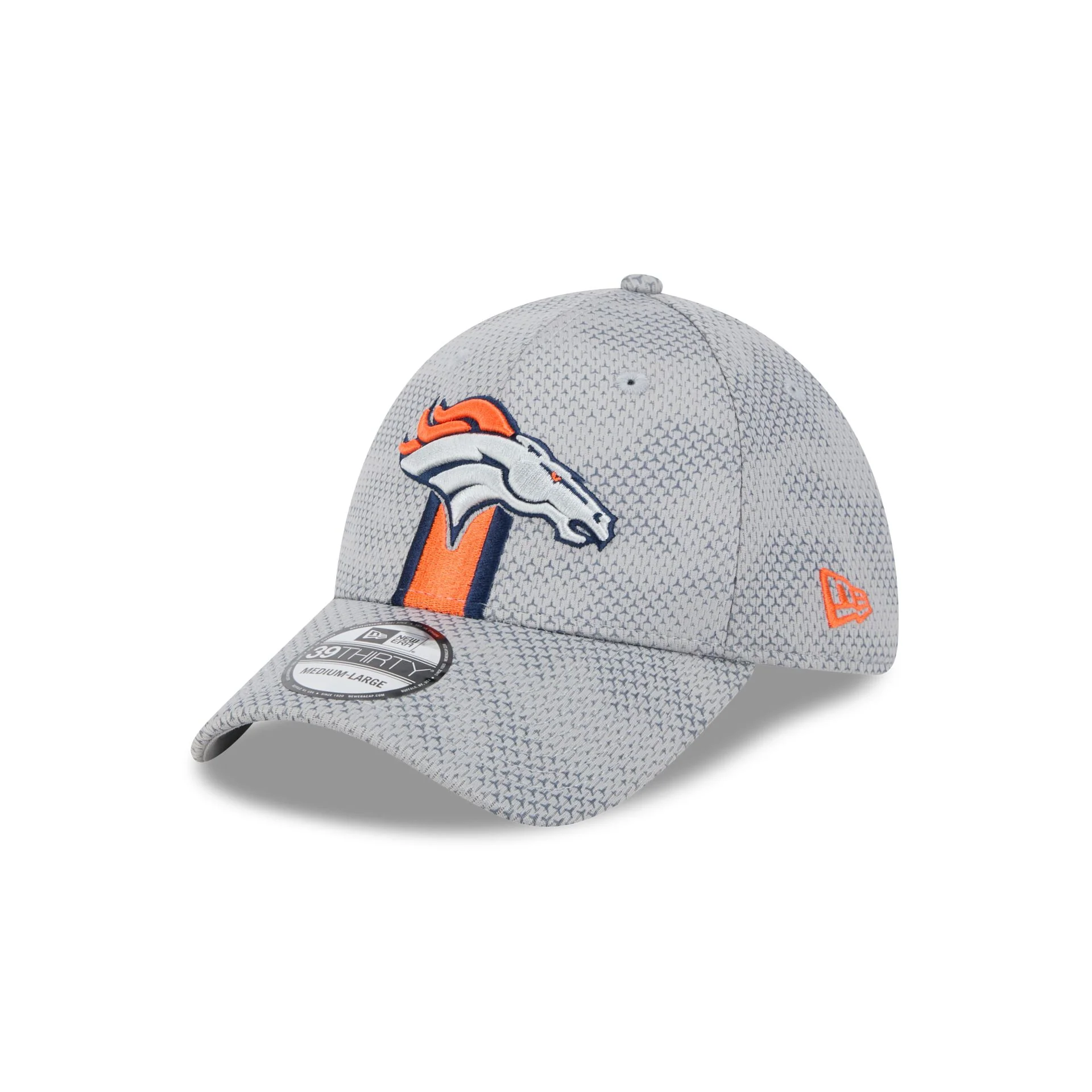 Denver Broncos 2024 Sideline Gray 39THIRTY Stretch Fit Hat