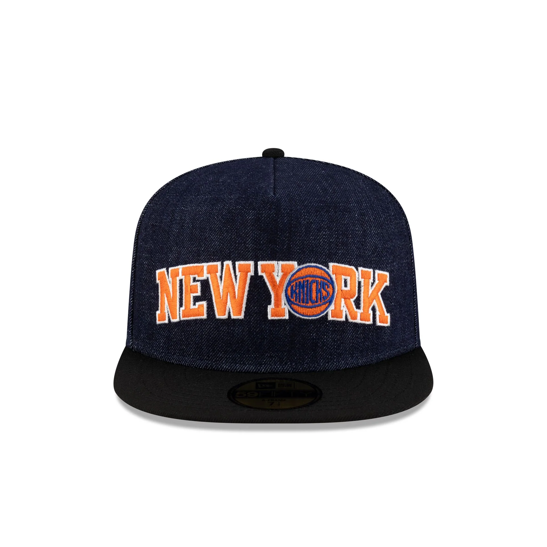 New York Knicks Navy Denim 59FIFTY A-Frame Fitted Hat