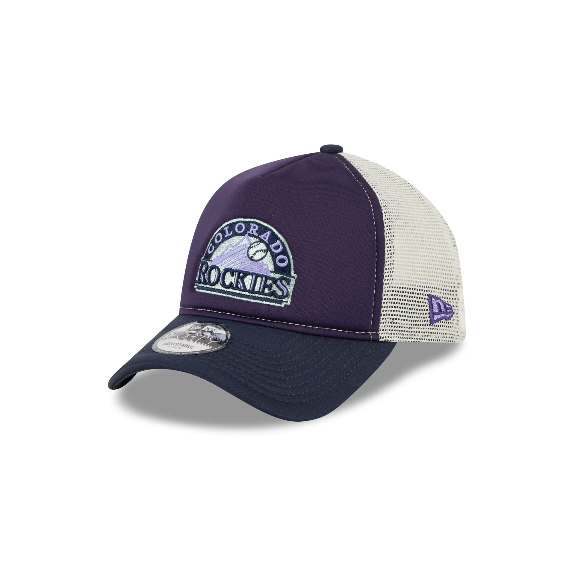 Colorado Rockies Navy Purple 9FORTY A-Frame Trucker Hat