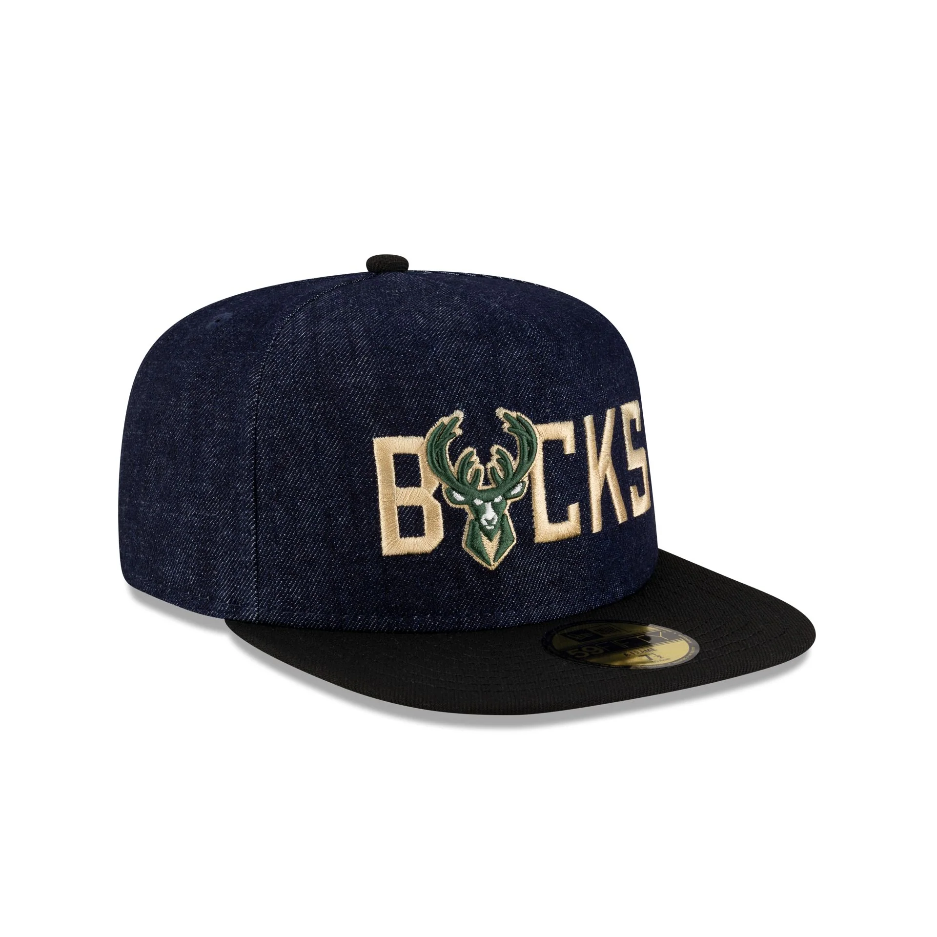 Milwaukee Bucks Navy Denim 59FIFTY A-Frame Fitted Hat