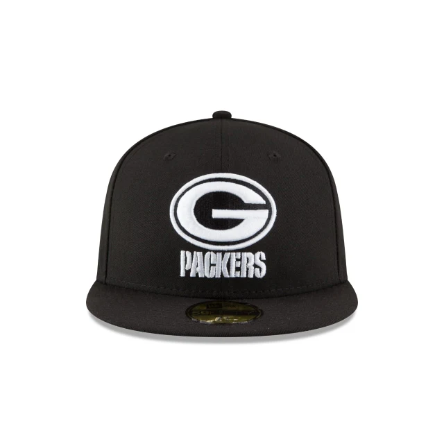 Green Bay Packers Black & White 59FIFTY Fitted Hat
