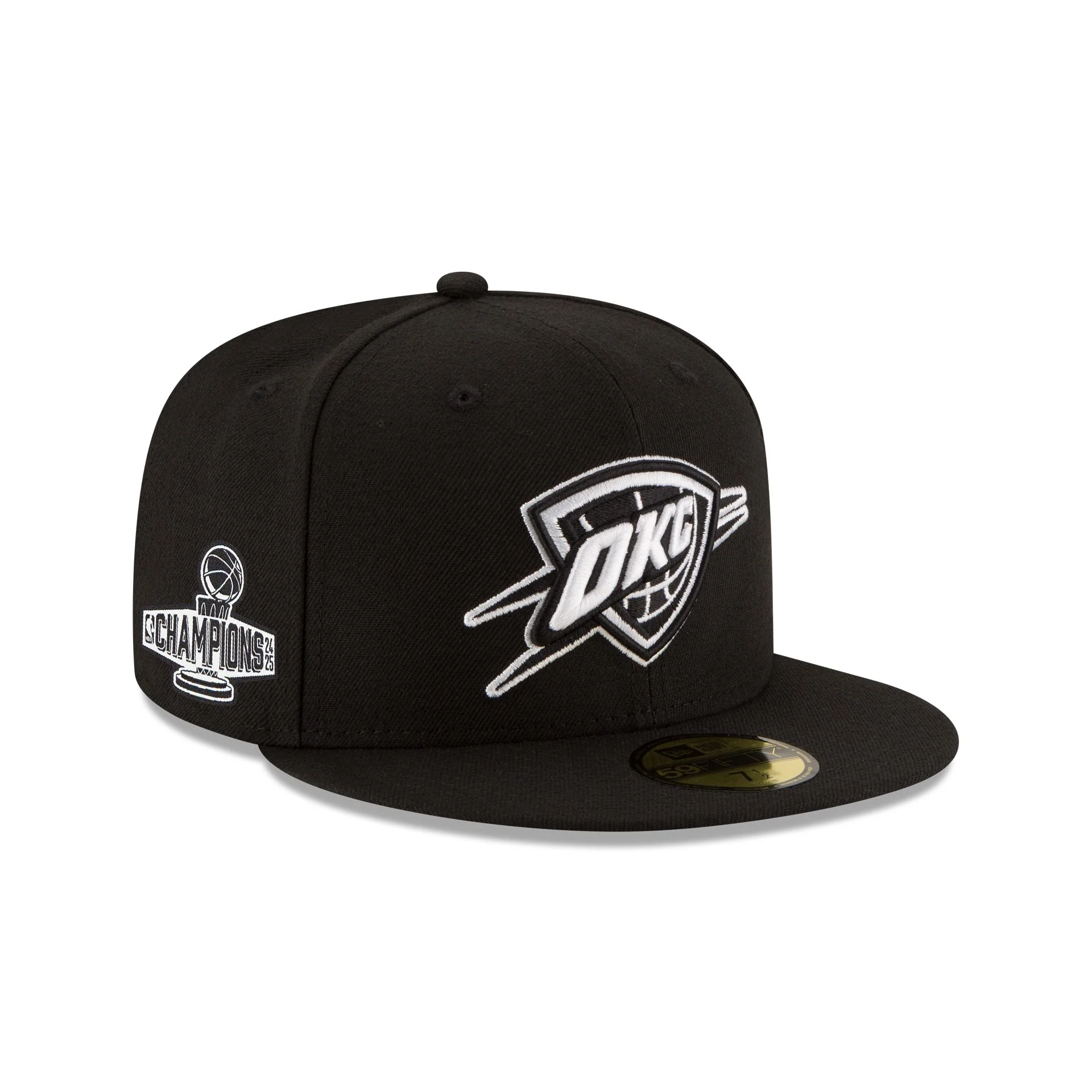 Oklahoma City Thunder 2025 NBA Champions Black & White 59FIFTY Fitted Hat