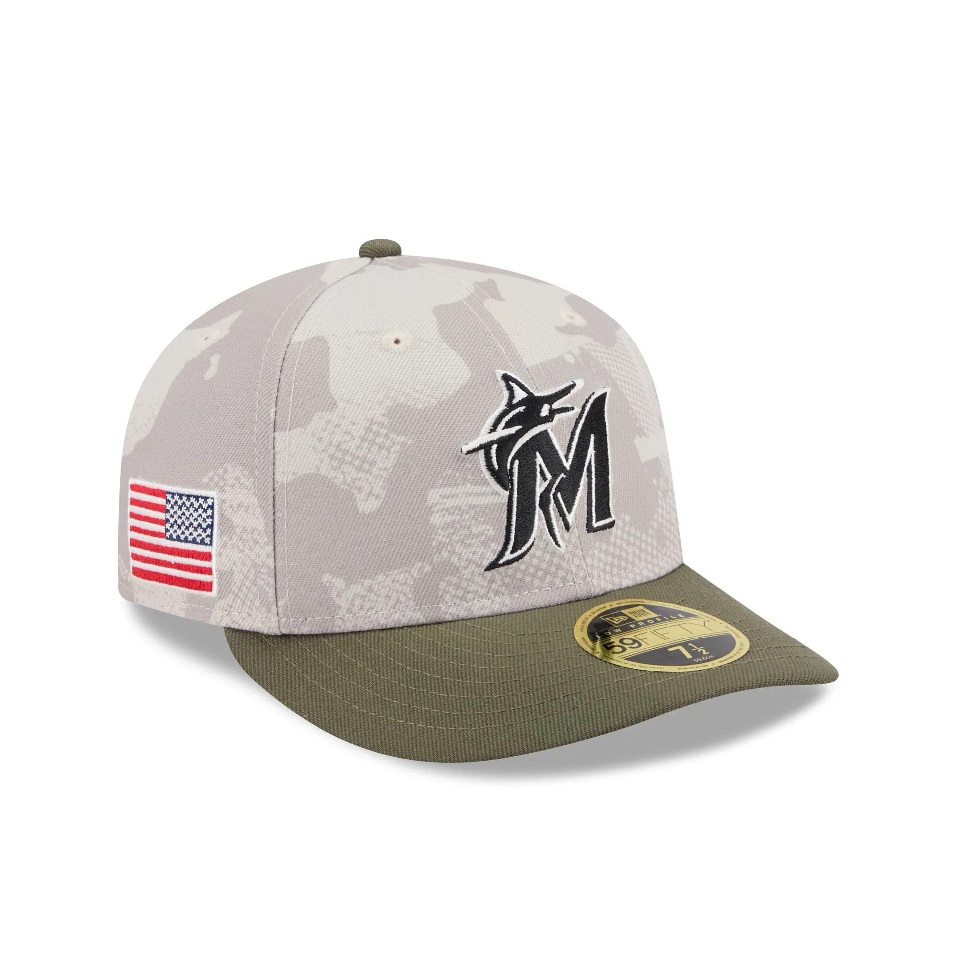 Miami Marlins Armed Forces Day 2025 Low Profile 59FIFTY Fitted Hat