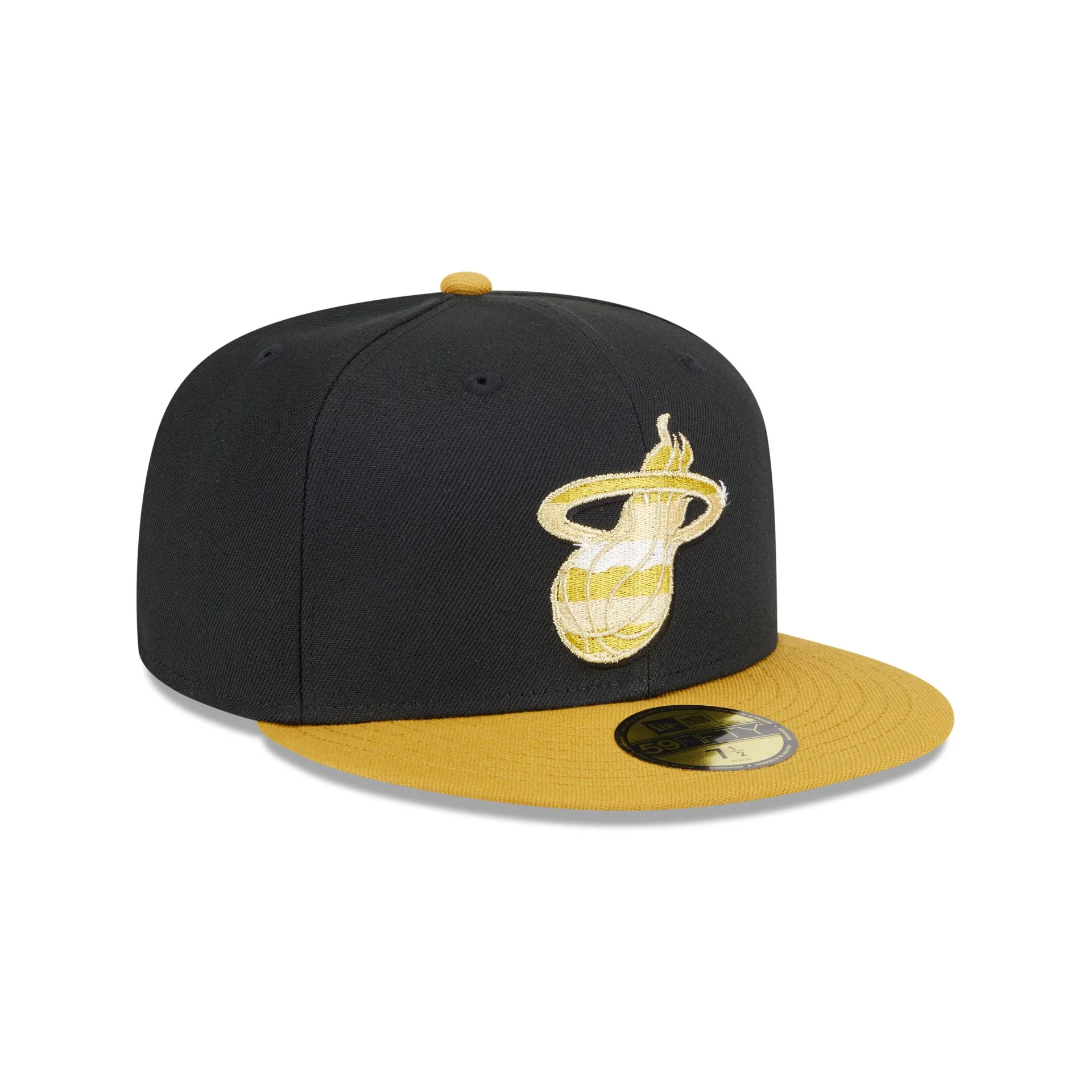 Miami Heat Metallic Gold Logo 59FIFTY Fitted Hat