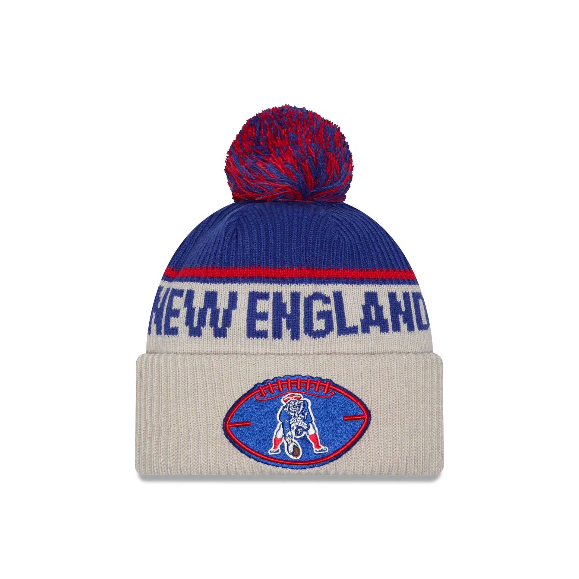 New England Patriots 2024 Cold Weather Historic Pom Knit Hat
