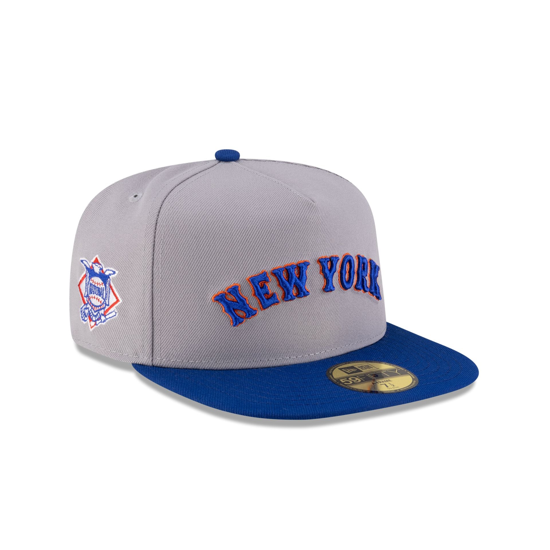 Just Caps League Sidepatch Gray New York Mets 59FIFTY A-Frame Fitted Hat