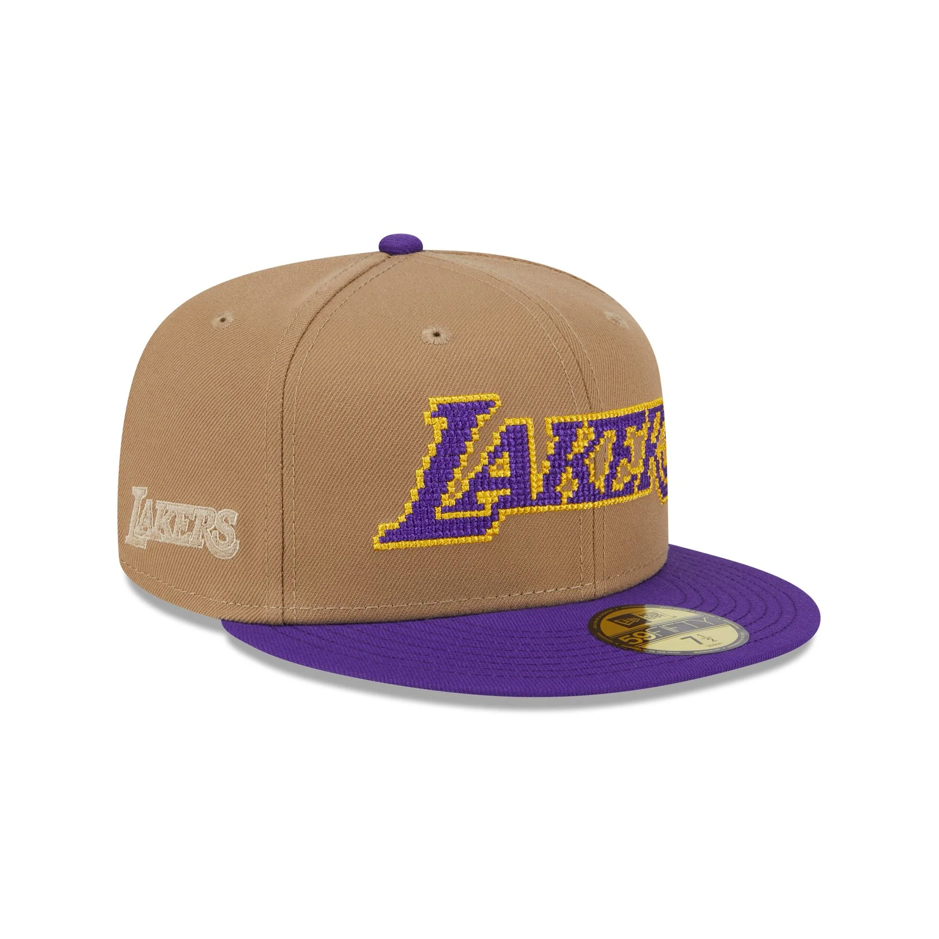 Los Angeles Lakers Classic 8-Bit Wordmark 59FIFTY Fitted Hat