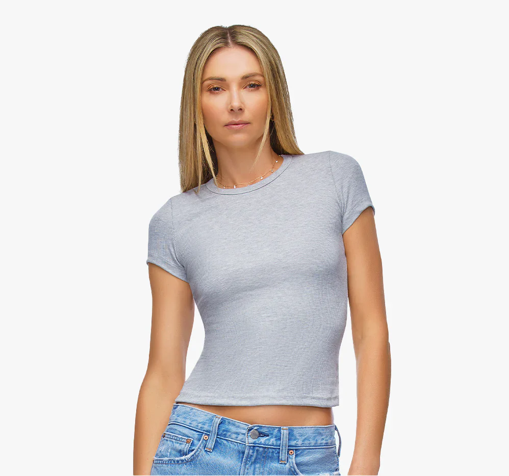 Amber Fitted Tee - Heather Grey