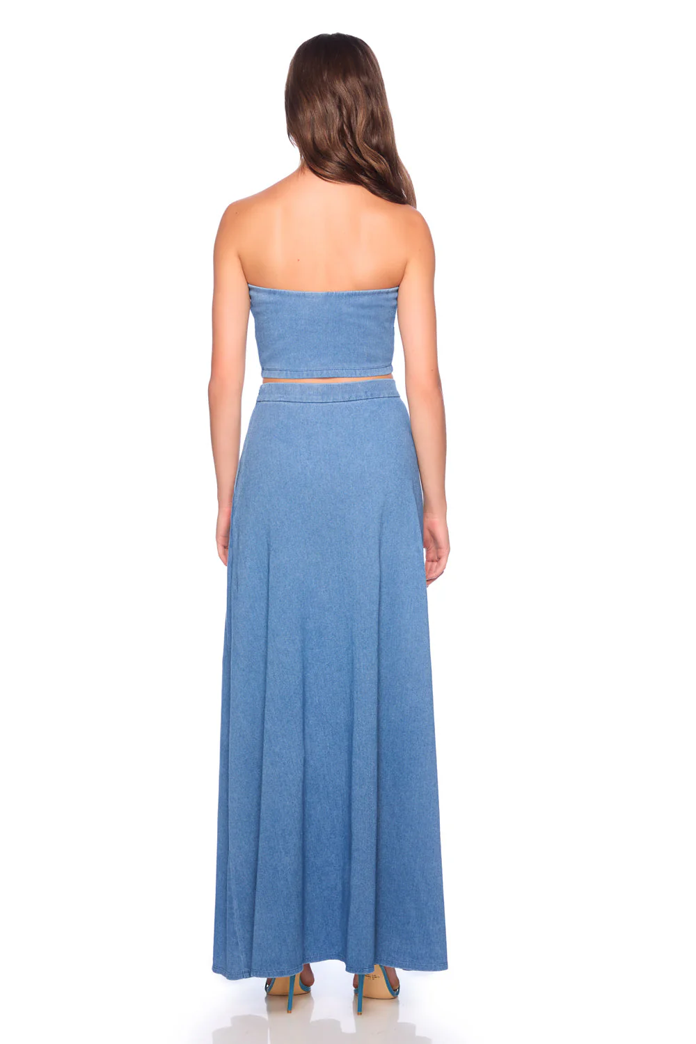 Stretch denim tube top