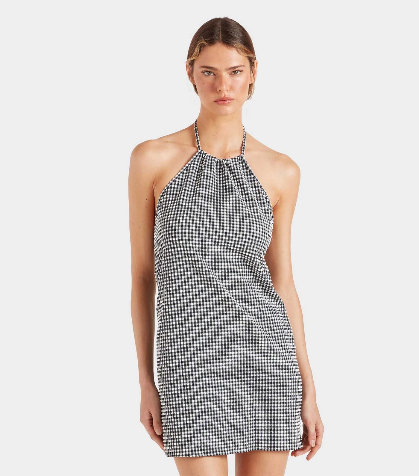 Gingham Seersucker Mini Dress