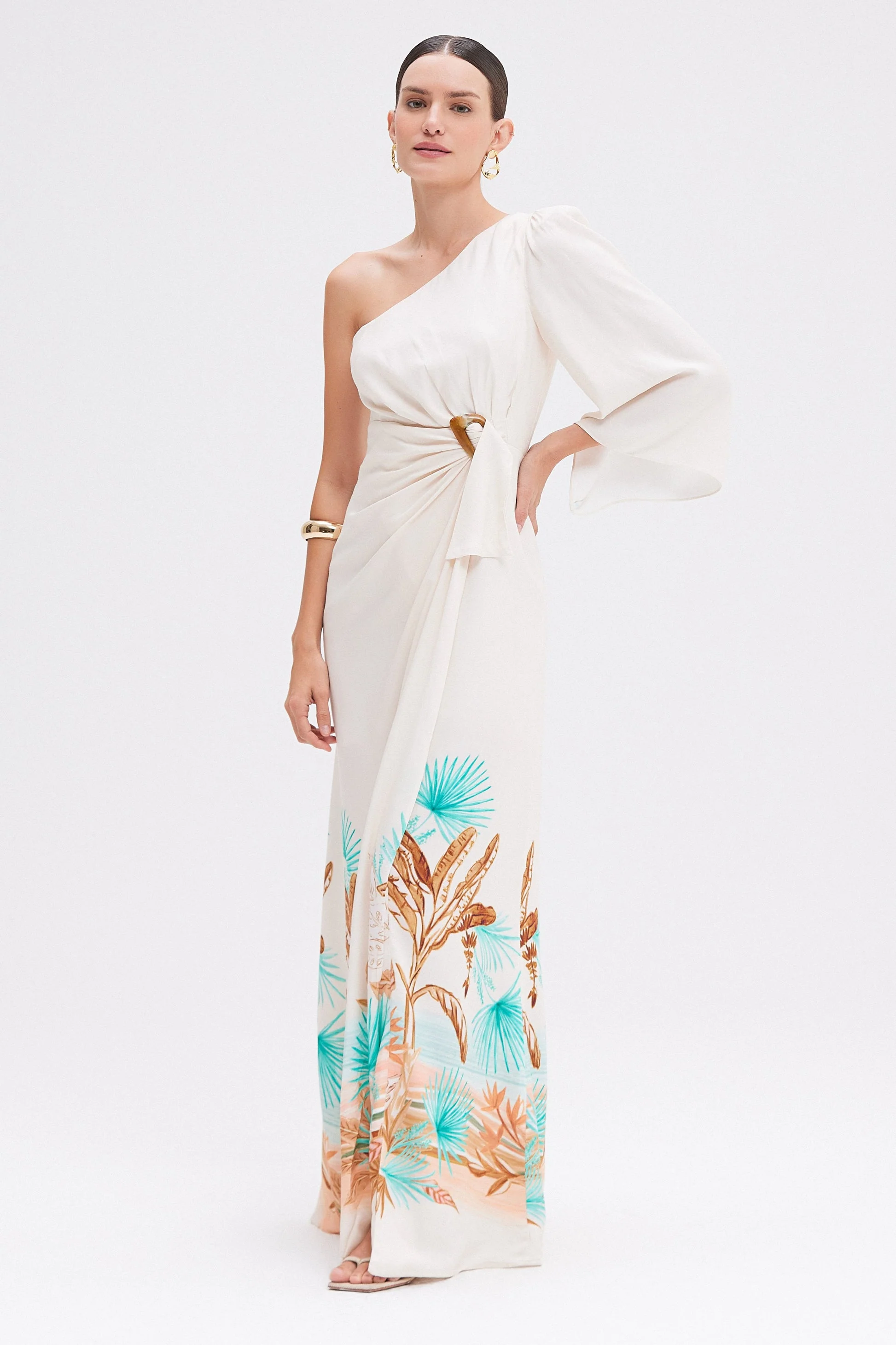 Bananeira Tropical One Shoulder Maxi Dress
