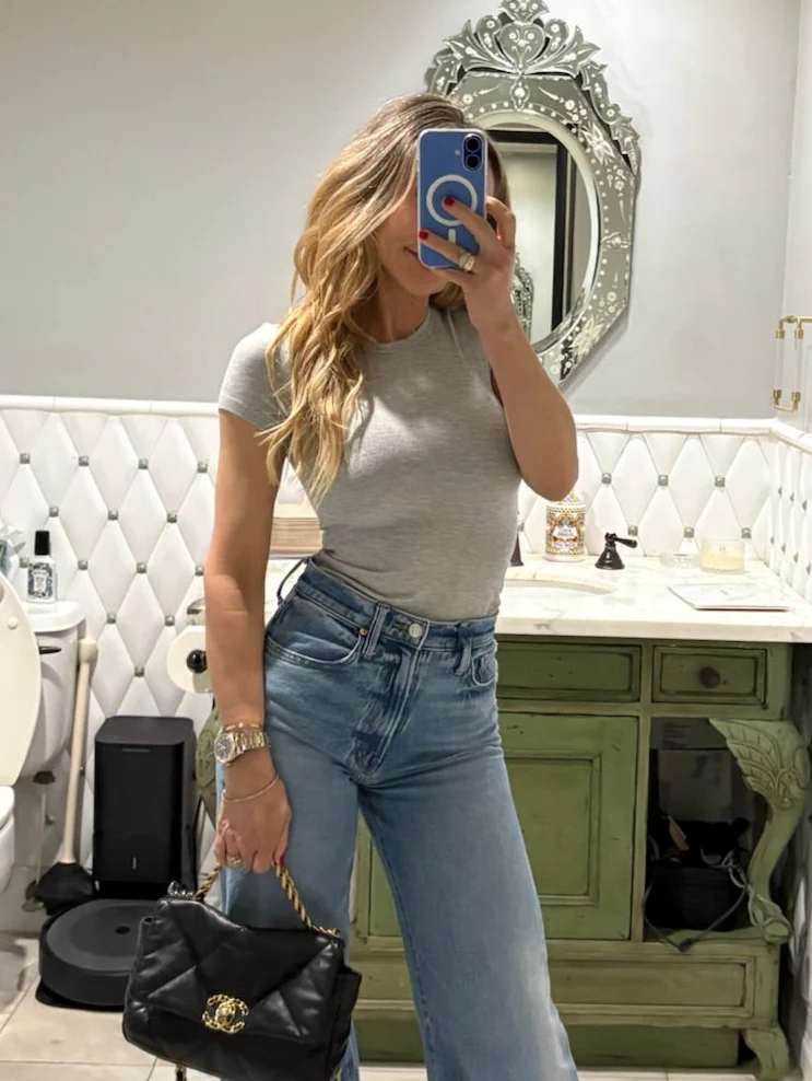 Amber Fitted Tee - Heather Grey