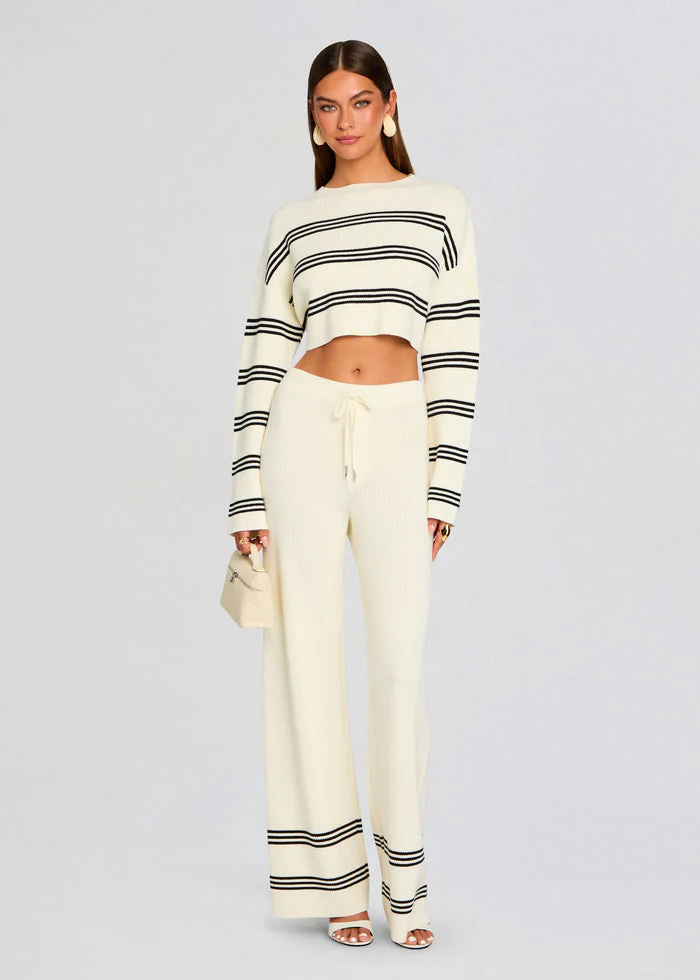 Poe Knit Pants - Eggshell/Black