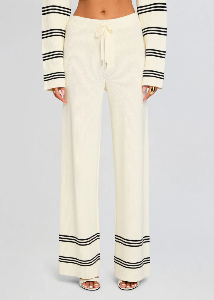Poe Knit Pants - Eggshell/Black