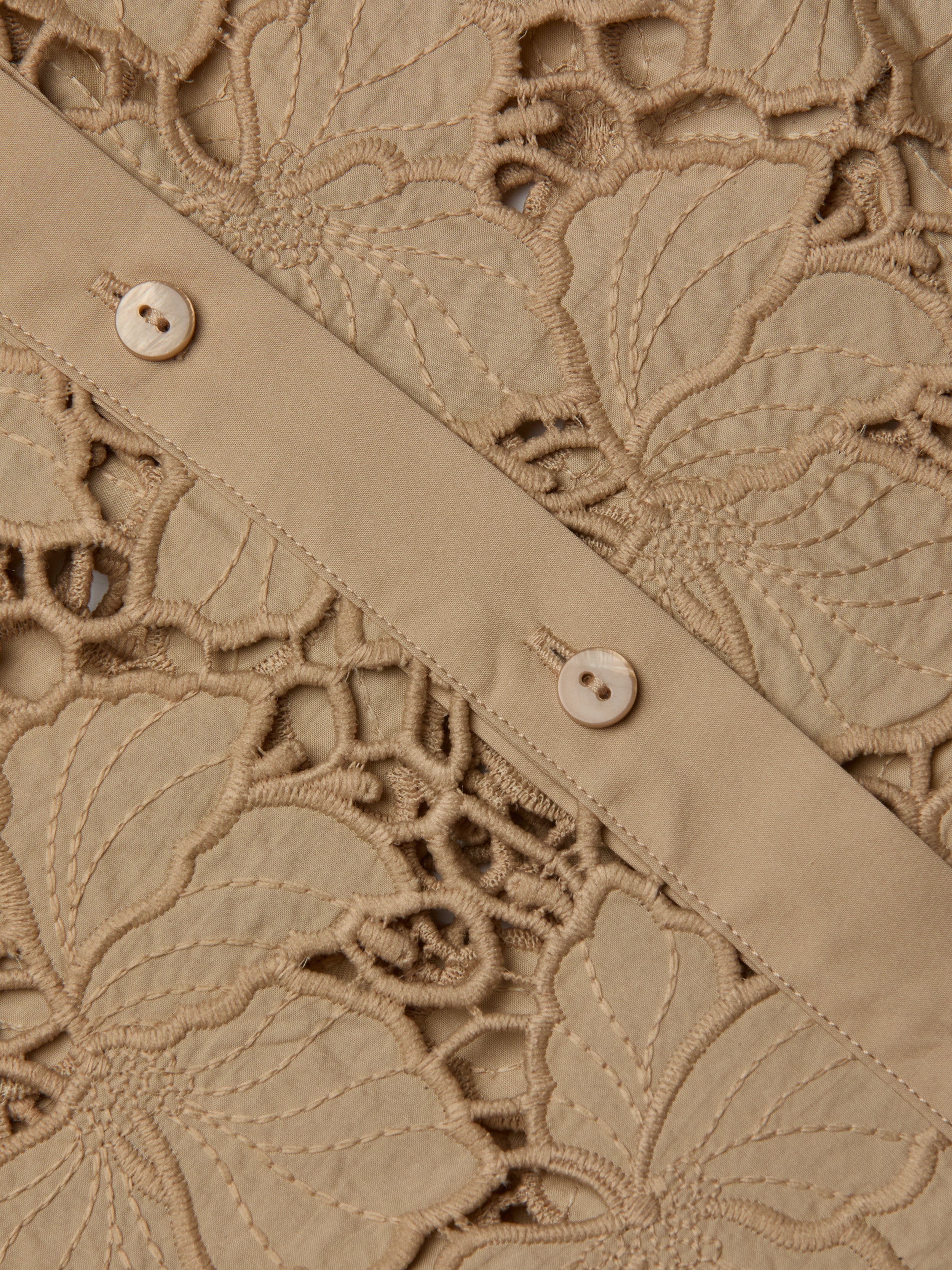 Seychelle Cropped Lace Blouse - Almond