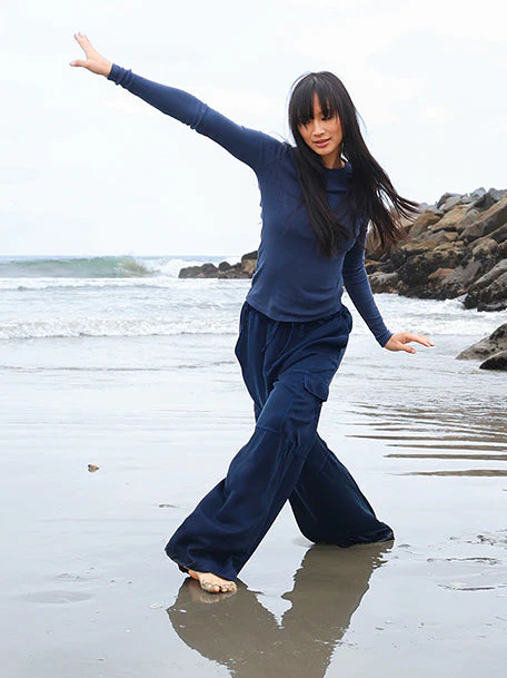 Wade Satin Trouser - Midnight Blue