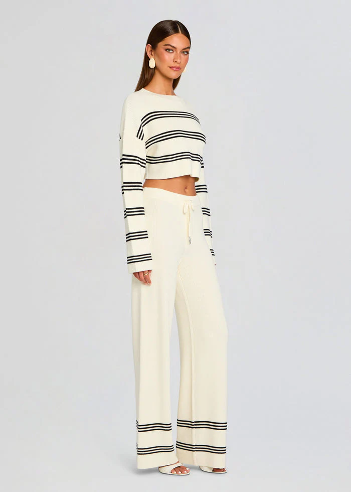 Poe Knit Pants - Eggshell/Black