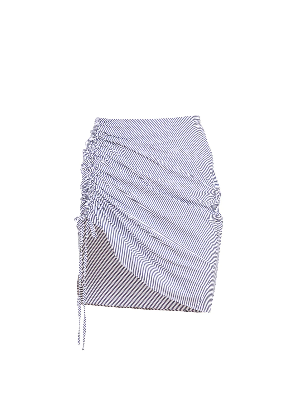 Poplin Draped Ruched Skirt