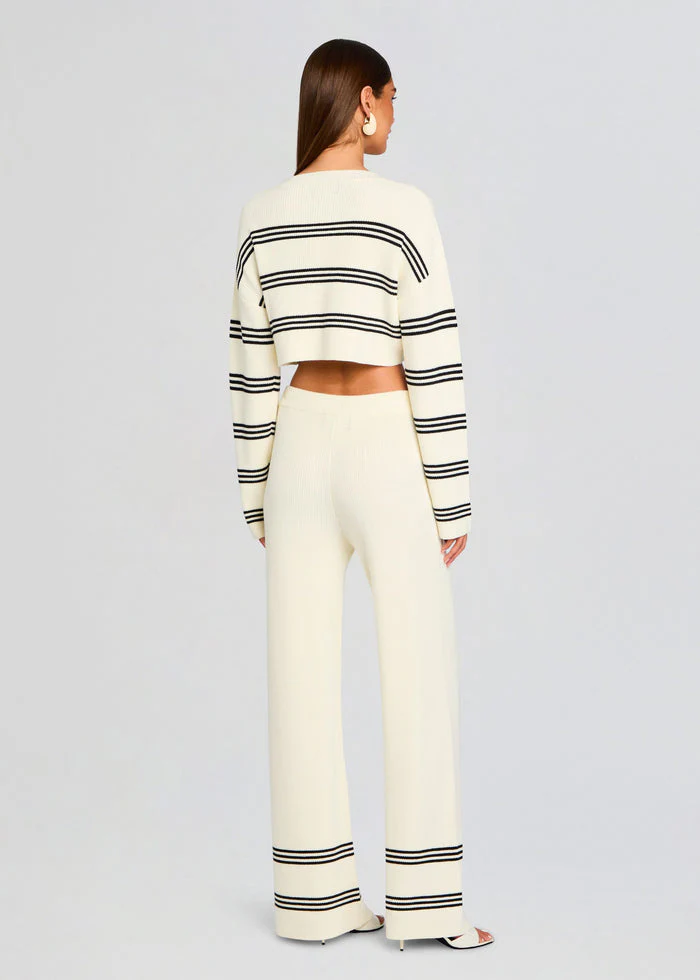 Poe Knit Pants - Eggshell/Black