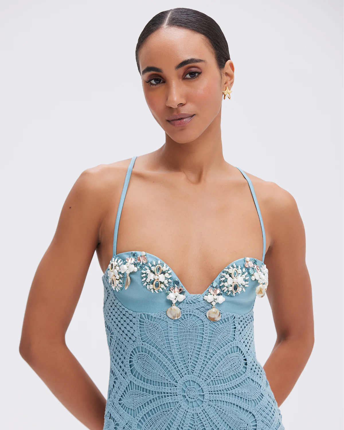 CROCHET EMBROIDERED MAXI DRESS