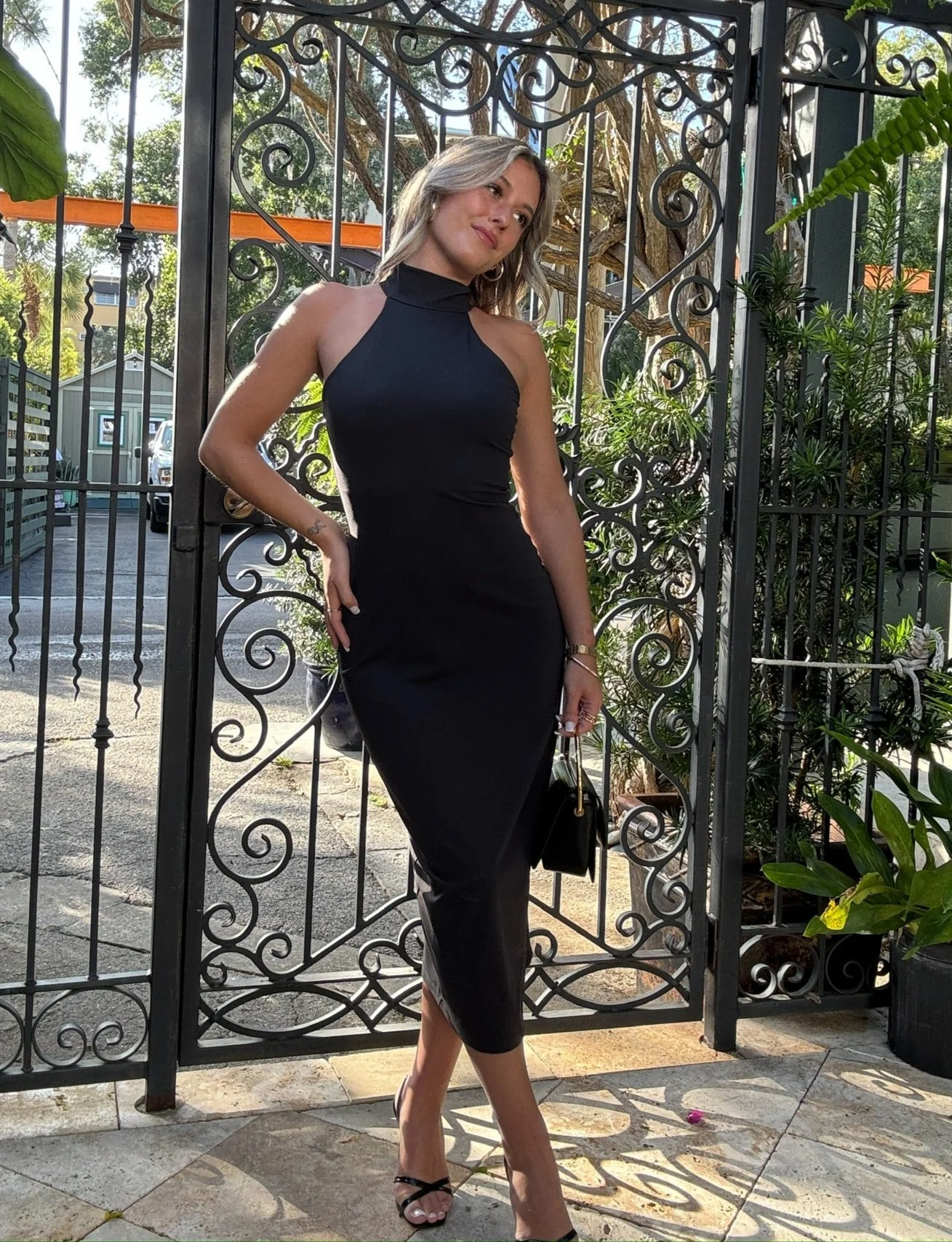 Mock Neck Midi Dress