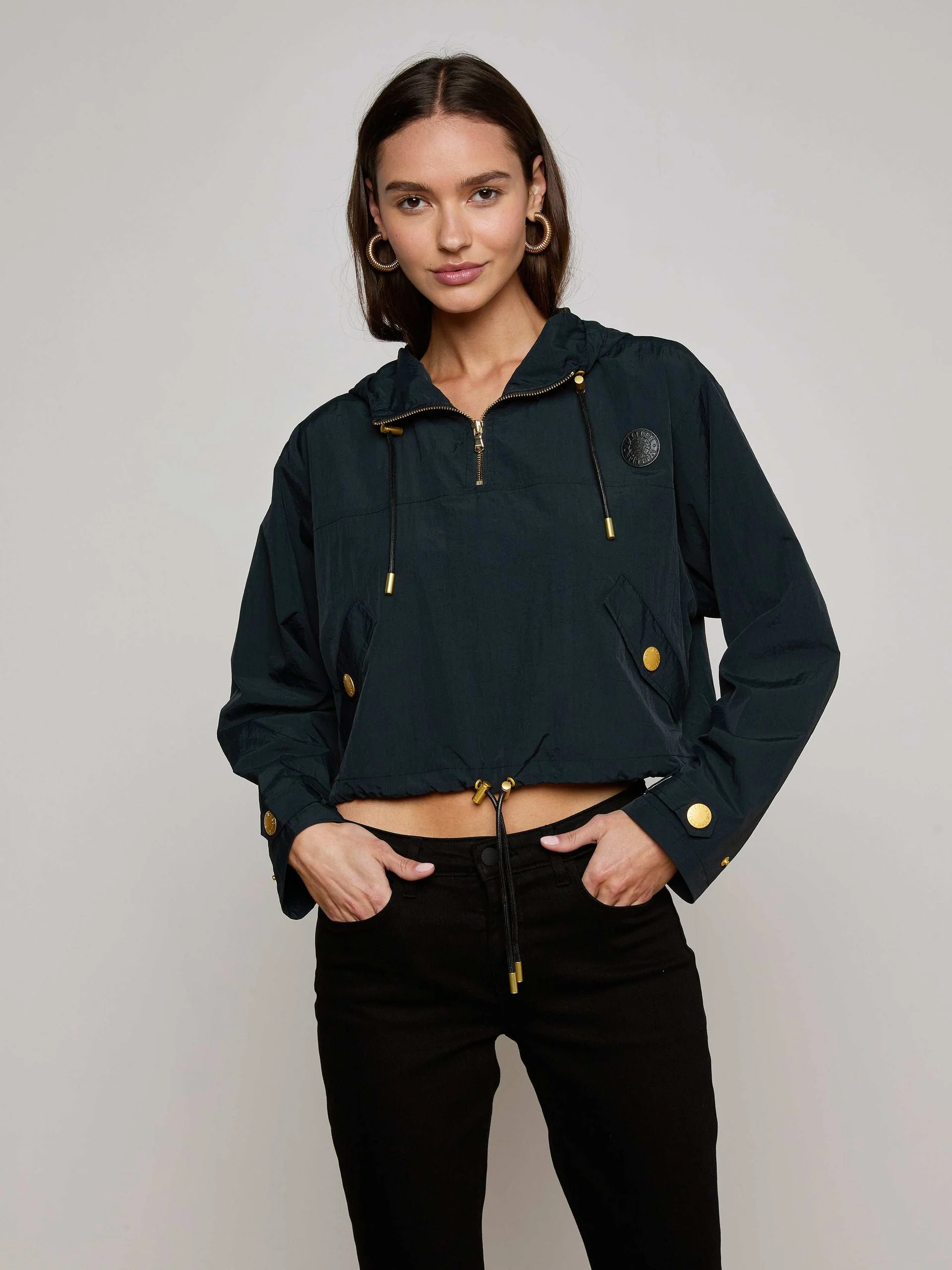 Bronwyn Cropped Windbreaker - Black