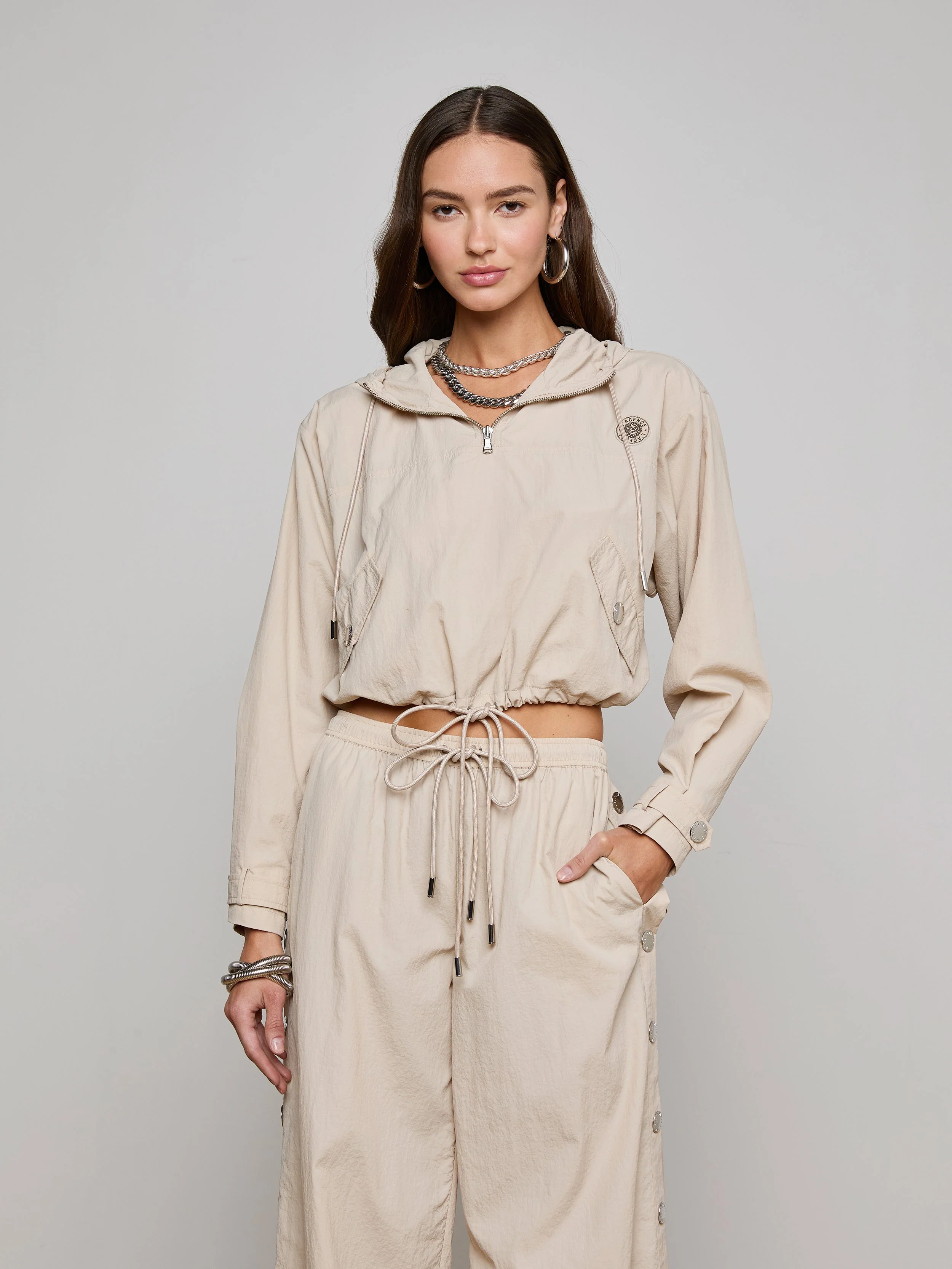 Bronwyn Cropped Windbreaker - Cement