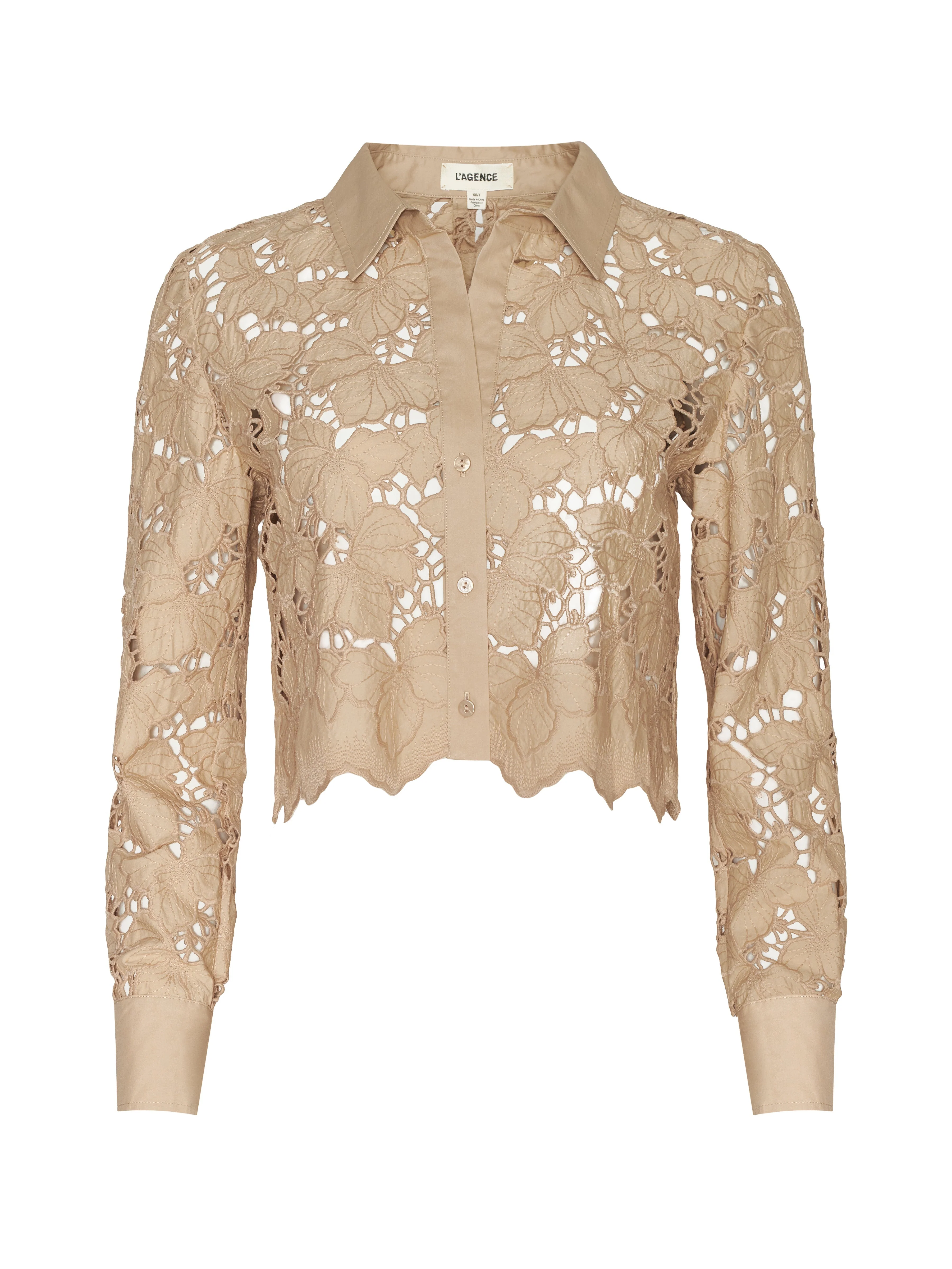 Seychelle Cropped Lace Blouse - Almond
