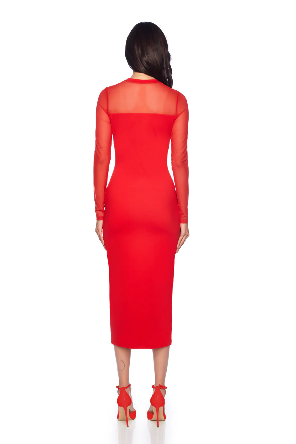 Mesh Sweetheart Midi Dress