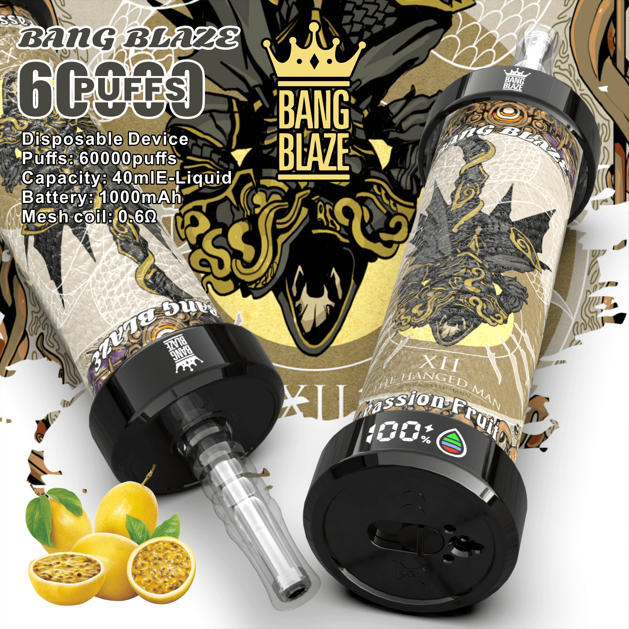 Bang Blaze 60000 Puffs Vape | 1000mAh Battery, 40ML E-liquid, Dual Coil, 10 Premium Flavors