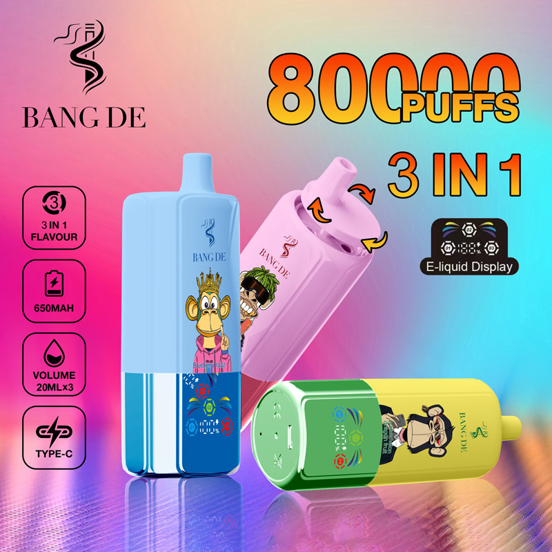 Bang De Triple 80000 Puffs Vape | 60ML (20ML × 3) E-liquid | 3-in-1 Flavor | 650mAh Type-C Recharge | 0–5% Nicotine