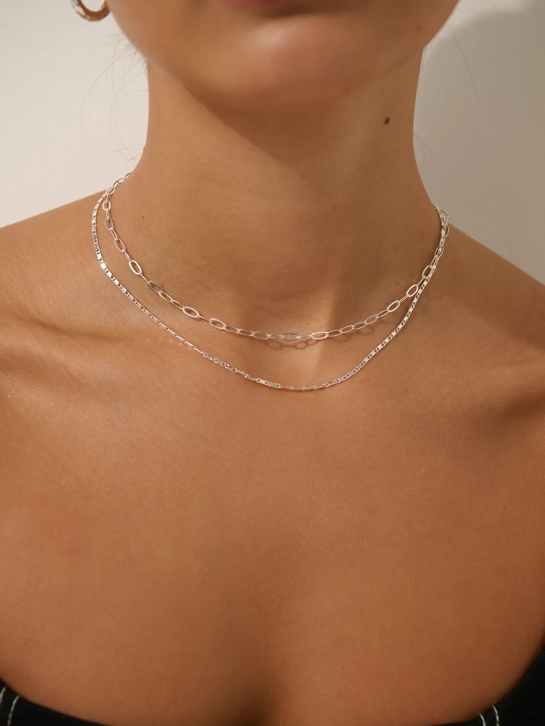 Fine Layered Sterling Silver Plated Necklace
