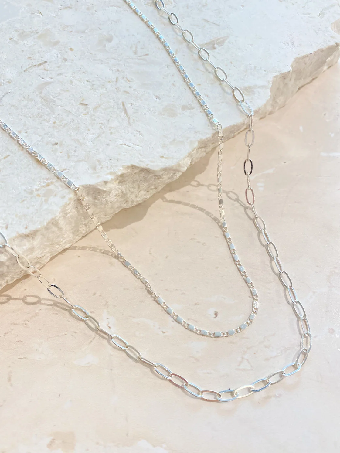Fine Layered Sterling Silver Plated Necklace