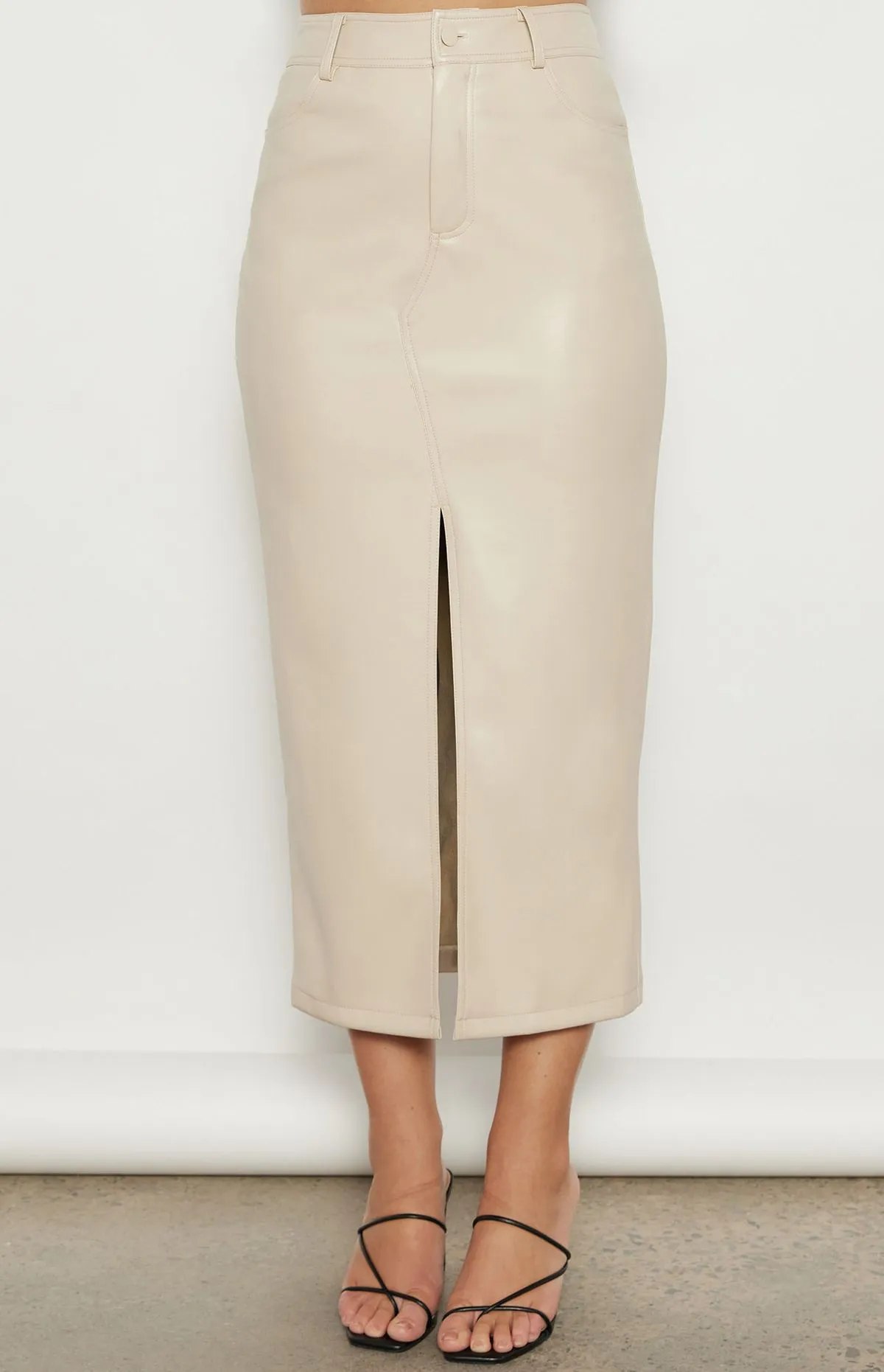 Faux Leather Midi Skirt
