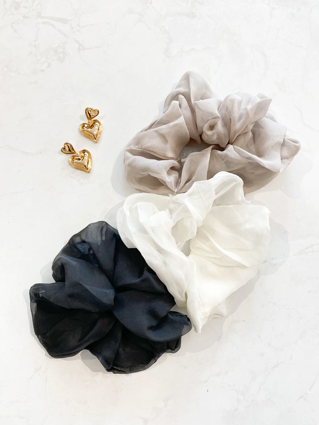 Chiffon Candy Crush Scrunchies Trio - Mocha