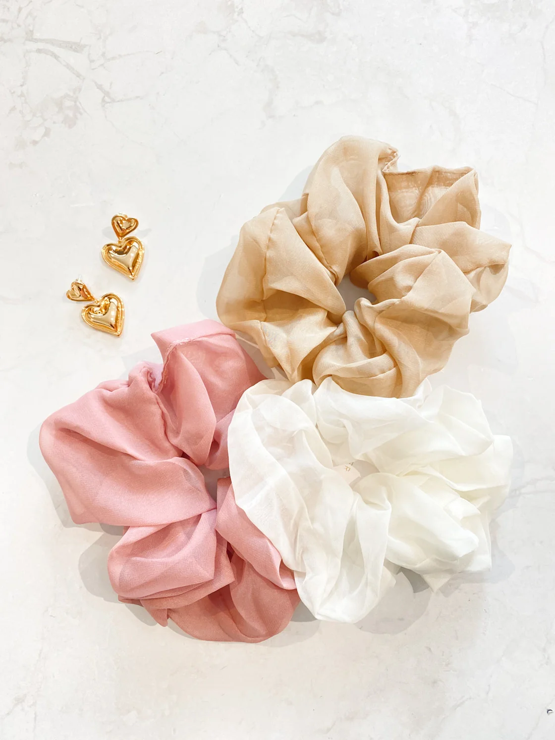 Chiffon Candy Crush Scrunchies Trio - Strawberry