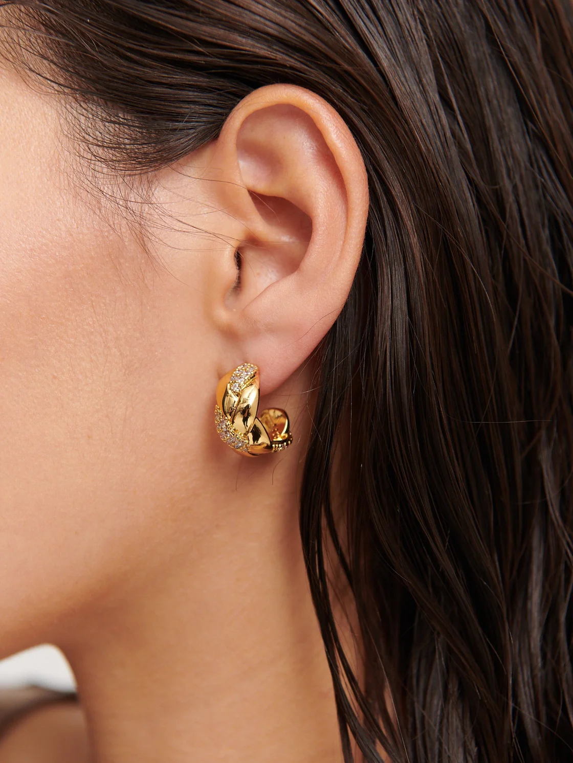 Embellished Braid Gold Plated Earrings