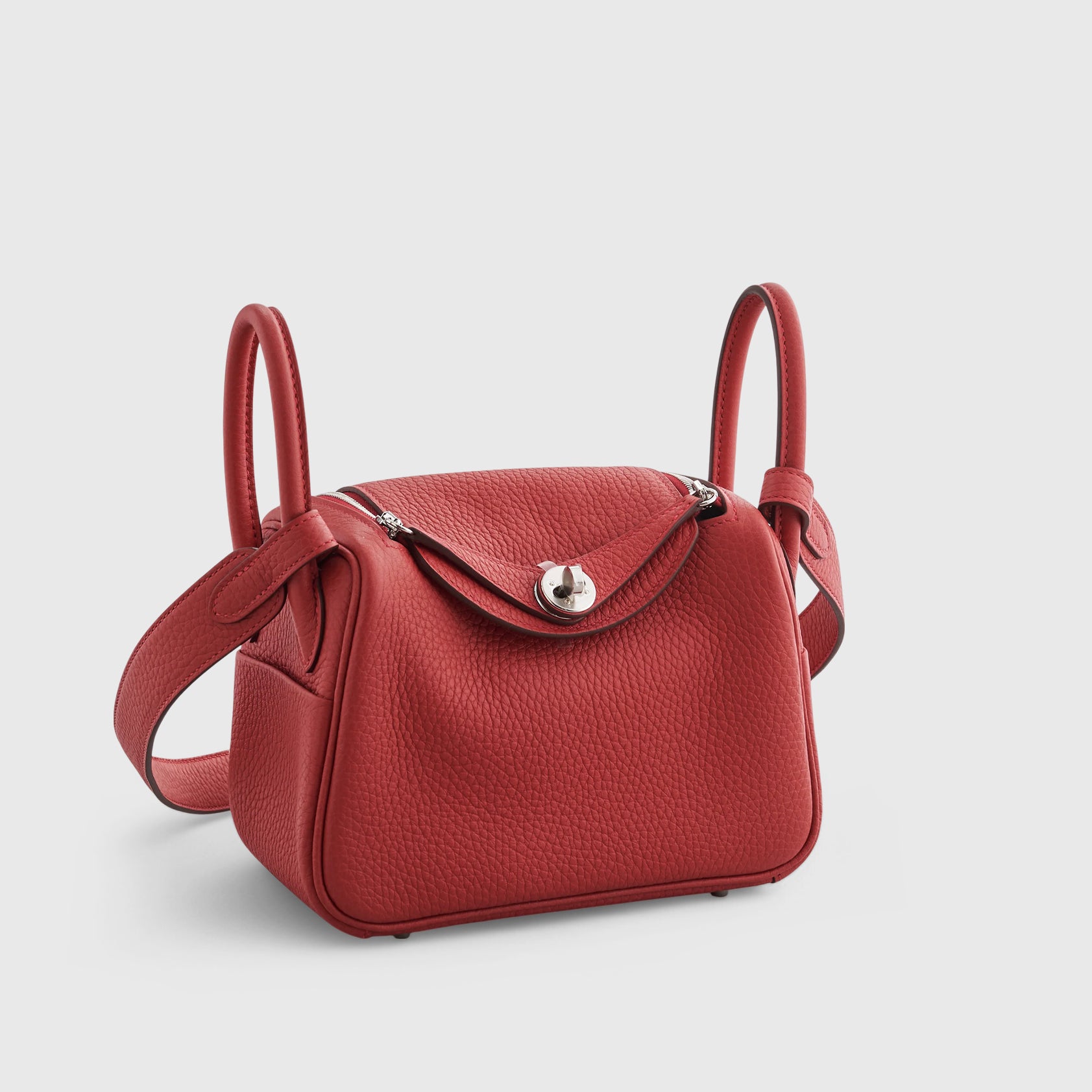 HERMES Lindy 20 Clemence Vermillon Palladium Hardware - FrasersFashion
