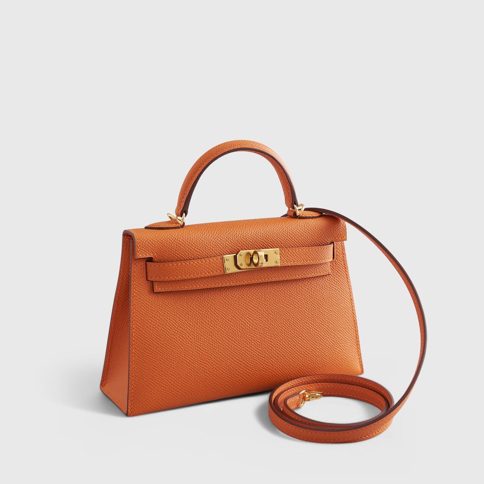 HERMES Kelly Mini Epsom Orange Gold Hardware - FrasersFashion