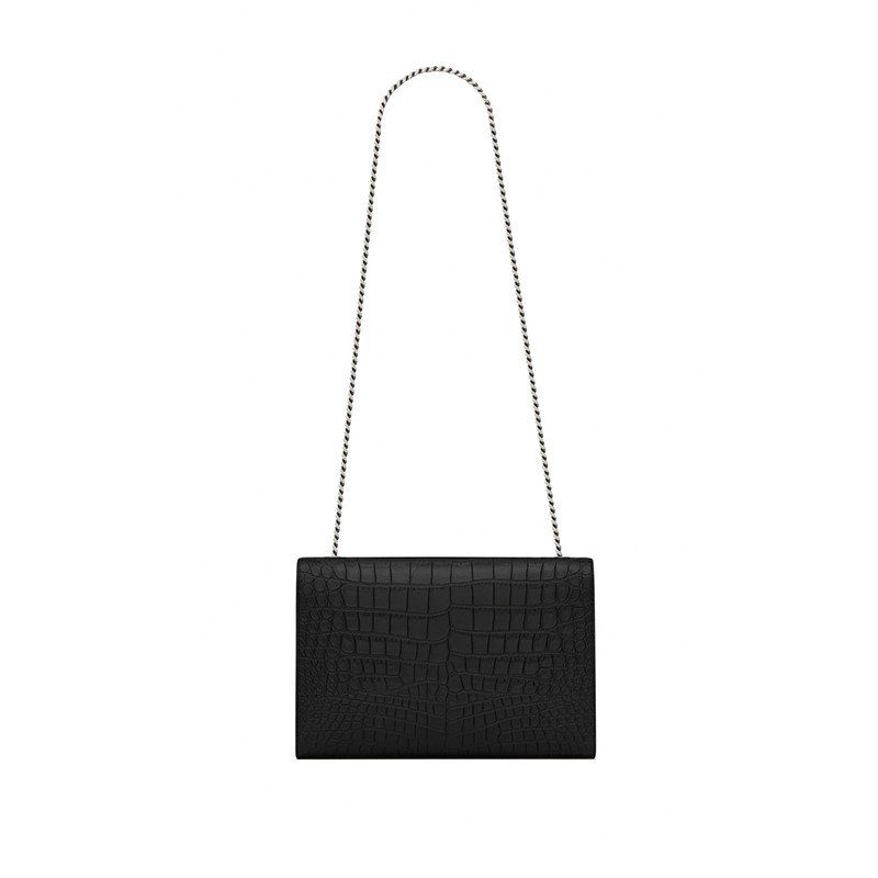Saint Laurent Large Kate Chain Bag In Black Crocodile Embossed L - FrasersFashion