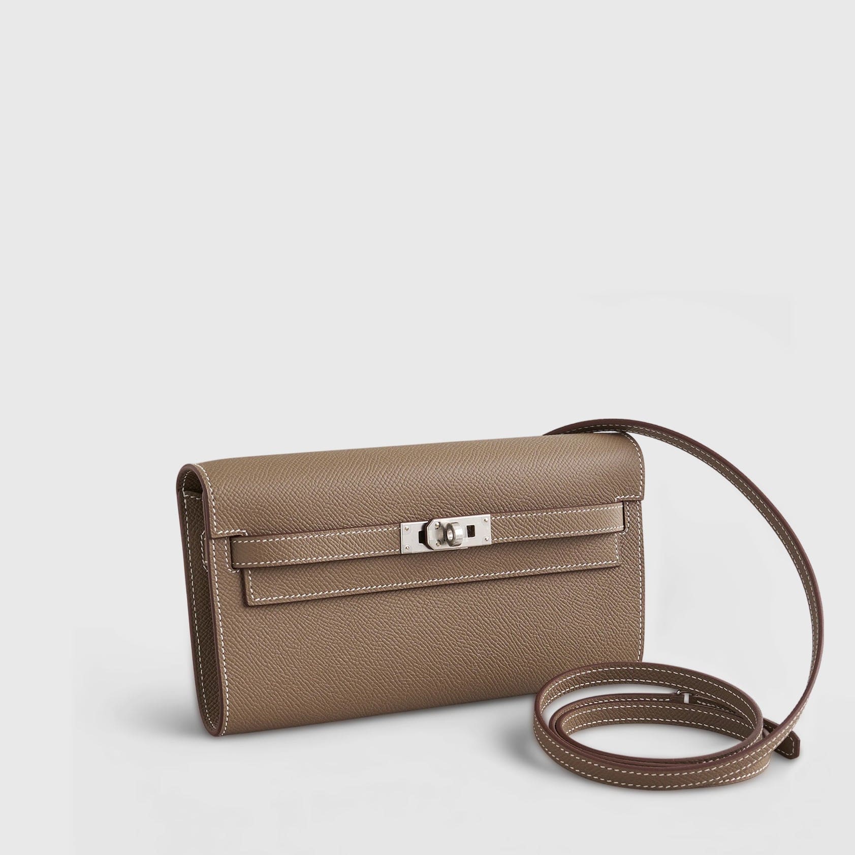 HERMES Kelly To Go Epsom Etoupe Sellier Palladium Hardware - FrasersFashion