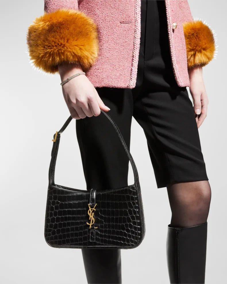 Saint Laurent Le 5 A 7 YSL Shoulder Bag in Croc-Embossed Leather - FrasersFashion