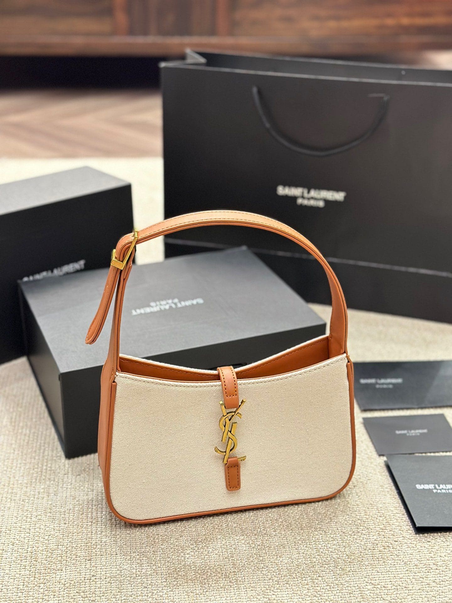 SAINT LAURENT LE 5 ?? 7 IN CANVAS AND LEATHER - FrasersFashion