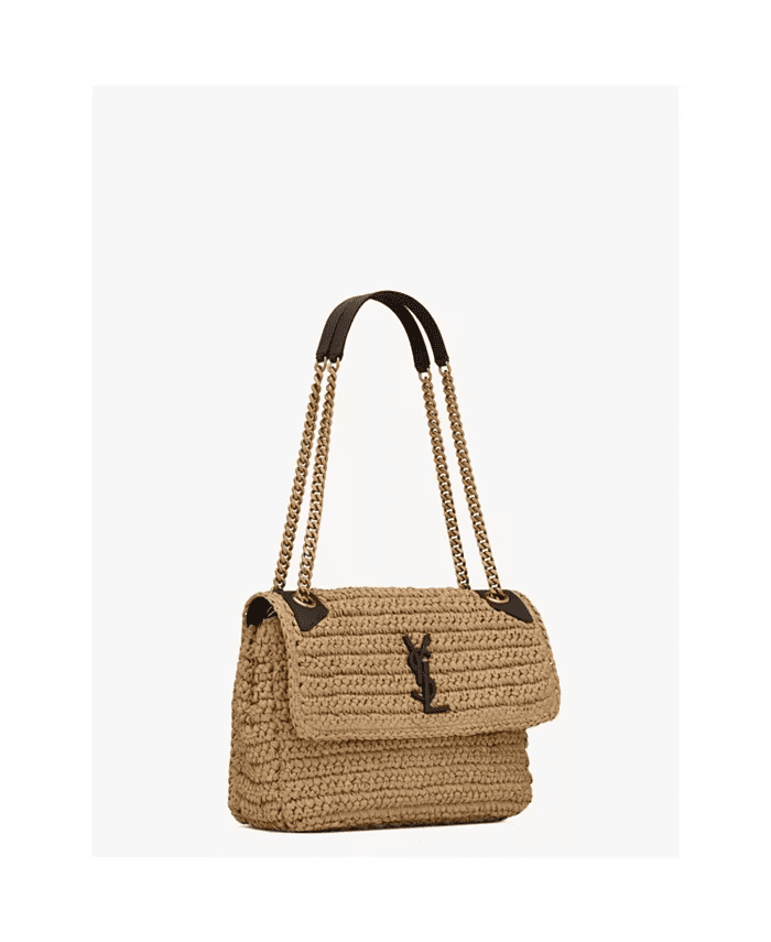 Saint Laurent Niki Medium Chain Bag in Raffia and Leather - FrasersFashion