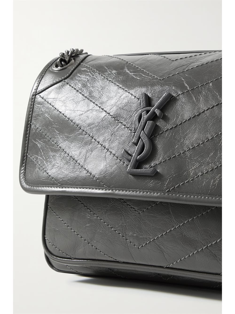 SAINT LAURENT Niki Baby medium quilted crinkled-leather shoulder bag - FrasersFashion