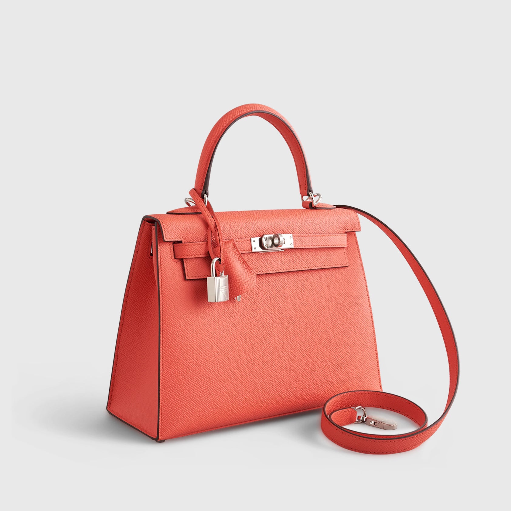 HERMES Kelly 25 Epsom Rose Texas Sellier Palladium Hardware - FrasersFashion